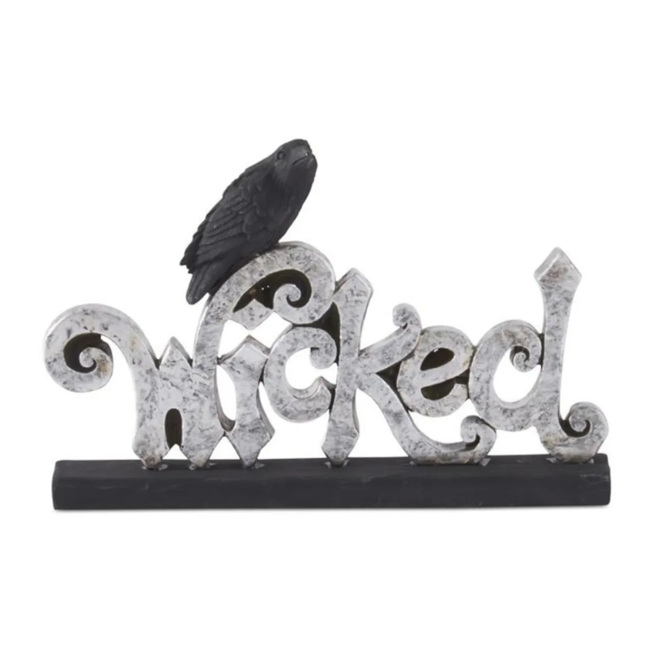 Silver Resin Wicked With Black Crow Sign< Online