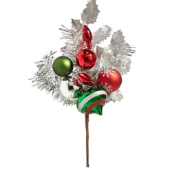 Silver Tinsel Pick- Red Bulbs< Sale