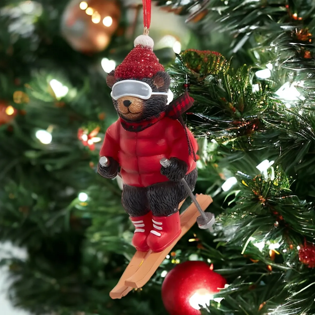 Skiing Bear With Knit Hat Ornament<Kurt Adler Clearance