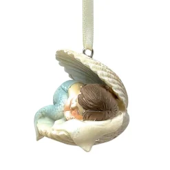 Sleepy Mermaid in Clam Shell Ornament< Fashion