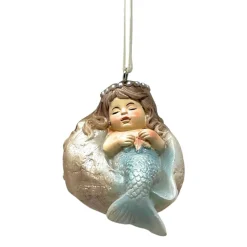 Sleepy Mermaid in Conch Shell Ornament< Fashion