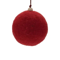 Small Red Felted Ball Ornament< New