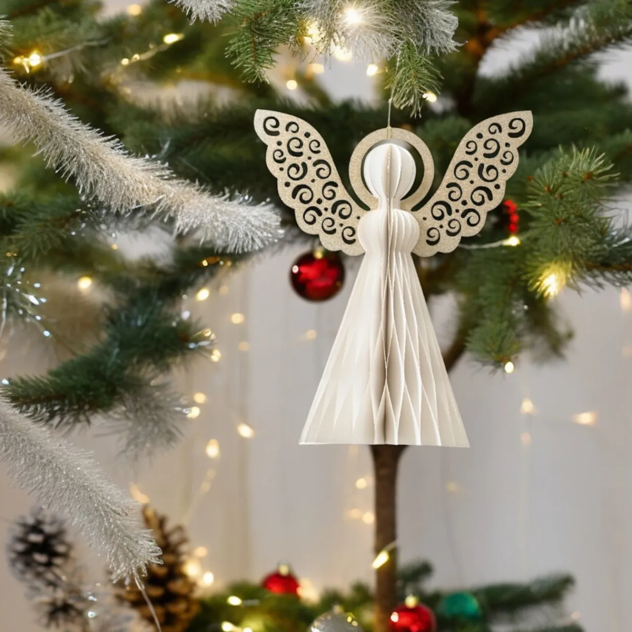 Small White Paper Angel Ornament< New