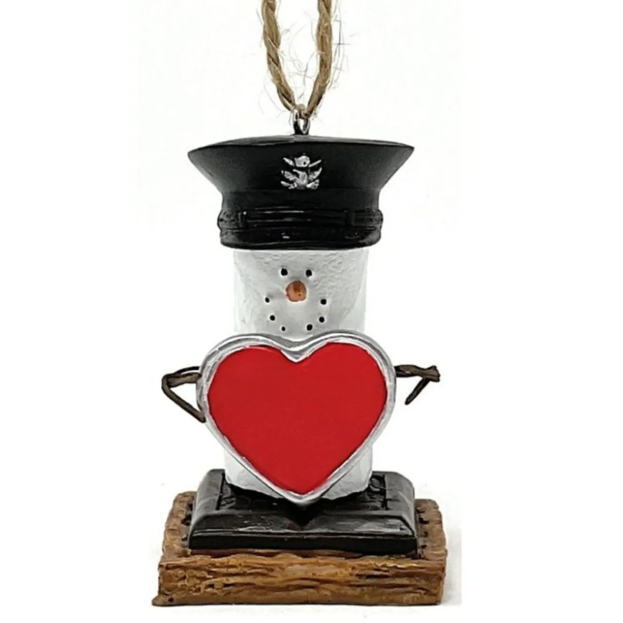 Smores Military Snowman Ornament with Heart< Best