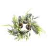 Snow Kissed Flocked Pine And Pinecone Candle Ring< Clearance