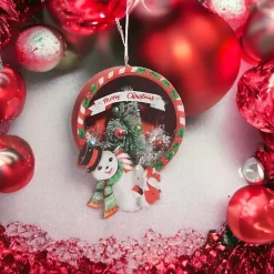 Snowman & Tree Cut Out Ornament< Clearance