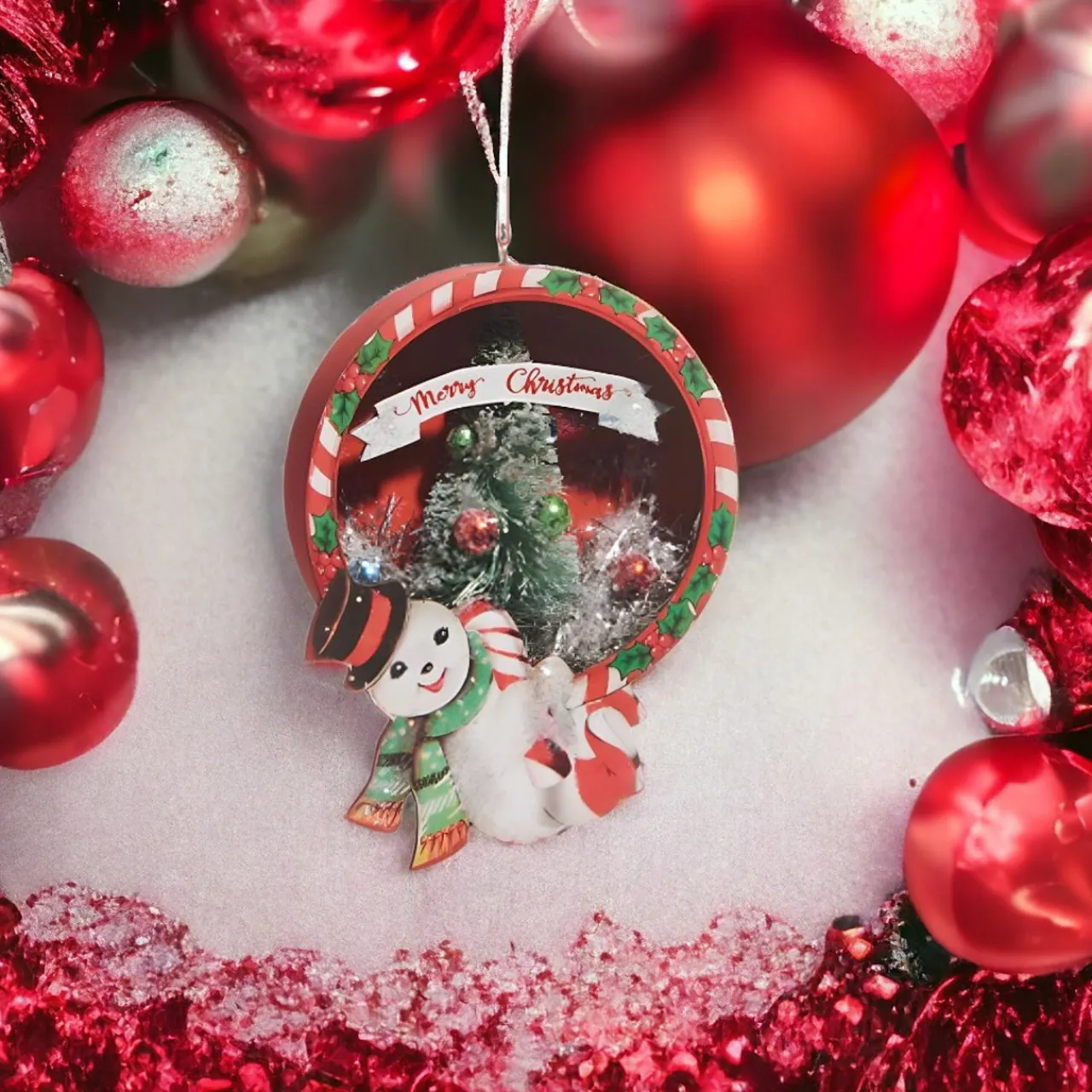 Snowman & Tree Cut Out Ornament< Clearance