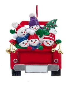 Snowman Family Of 5 On Truck Ornament For Personalization<Kurt Adler Discount