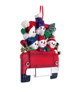 Snowman Family Of 5 On Truck Ornament For Personalization<Kurt Adler Discount