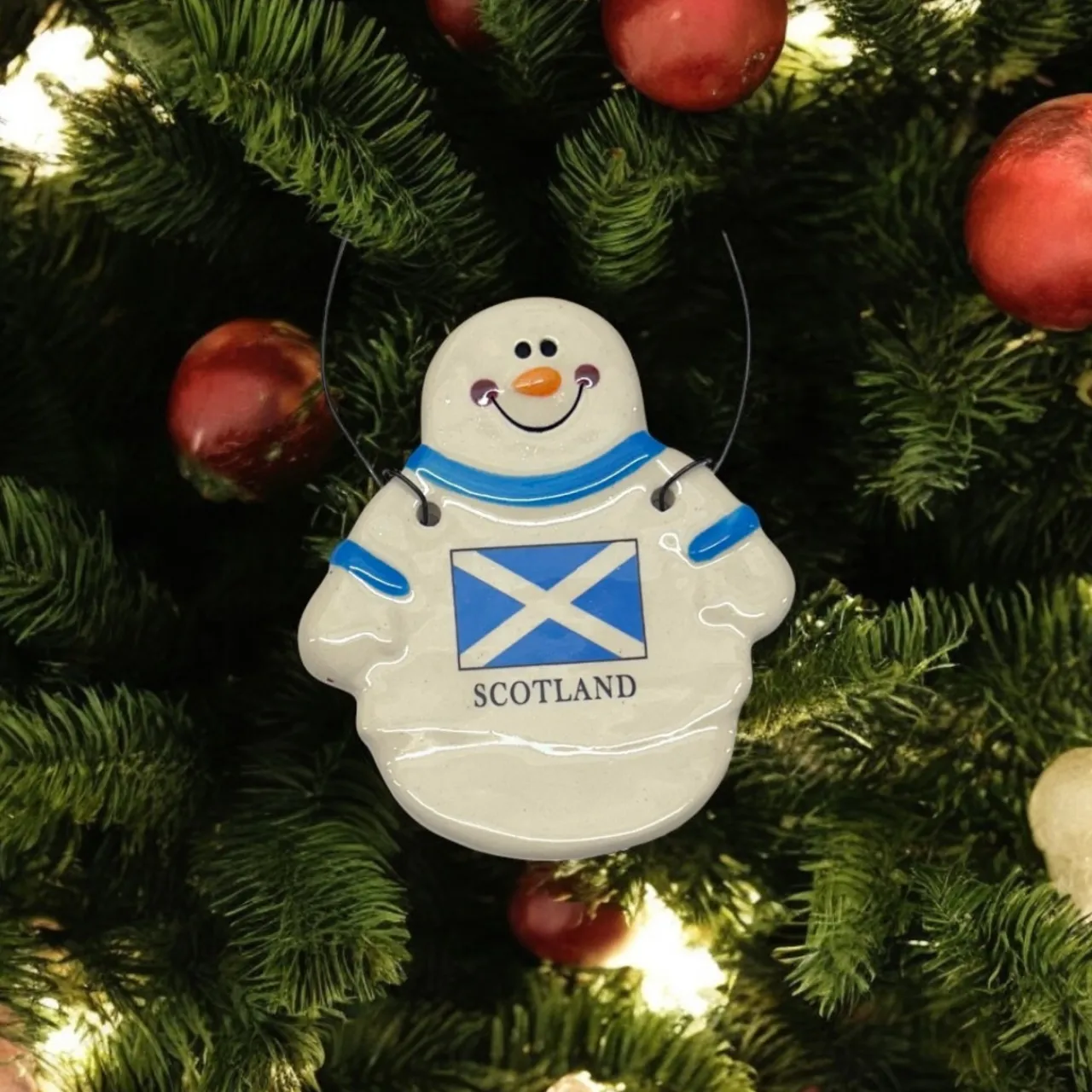 Snowman with Scotland Flag Ceramic Ornament< Discount