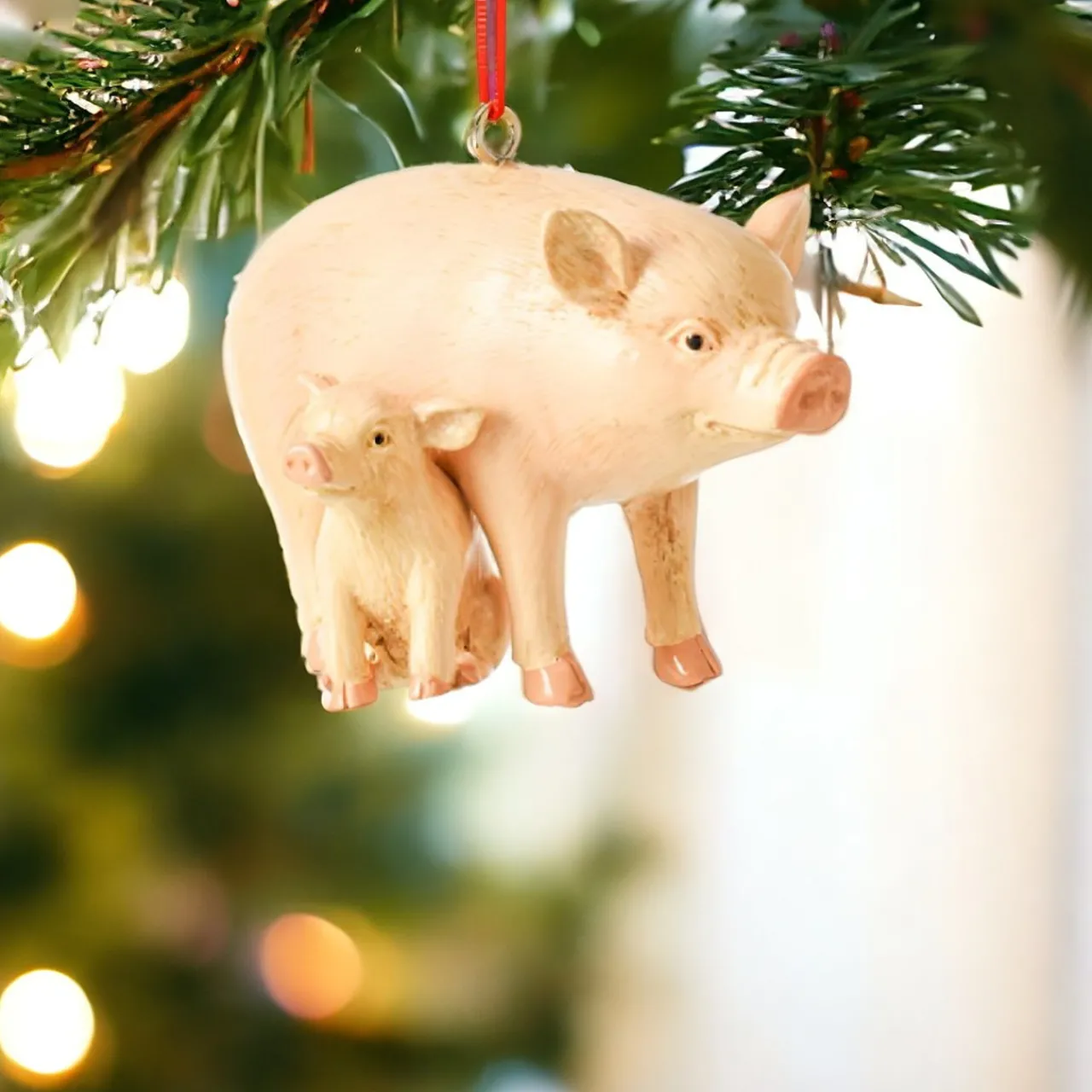 Sow and Piglet Christmas Ornament< Discount