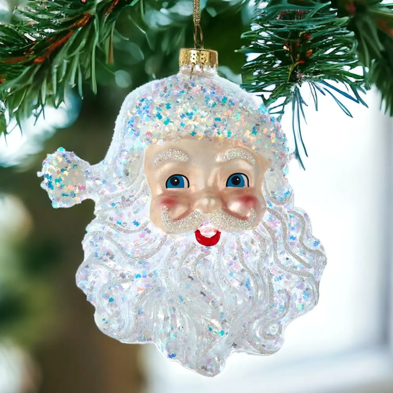 Sparkling Glass Santa Head Ornament<Kurt Adler Outlet