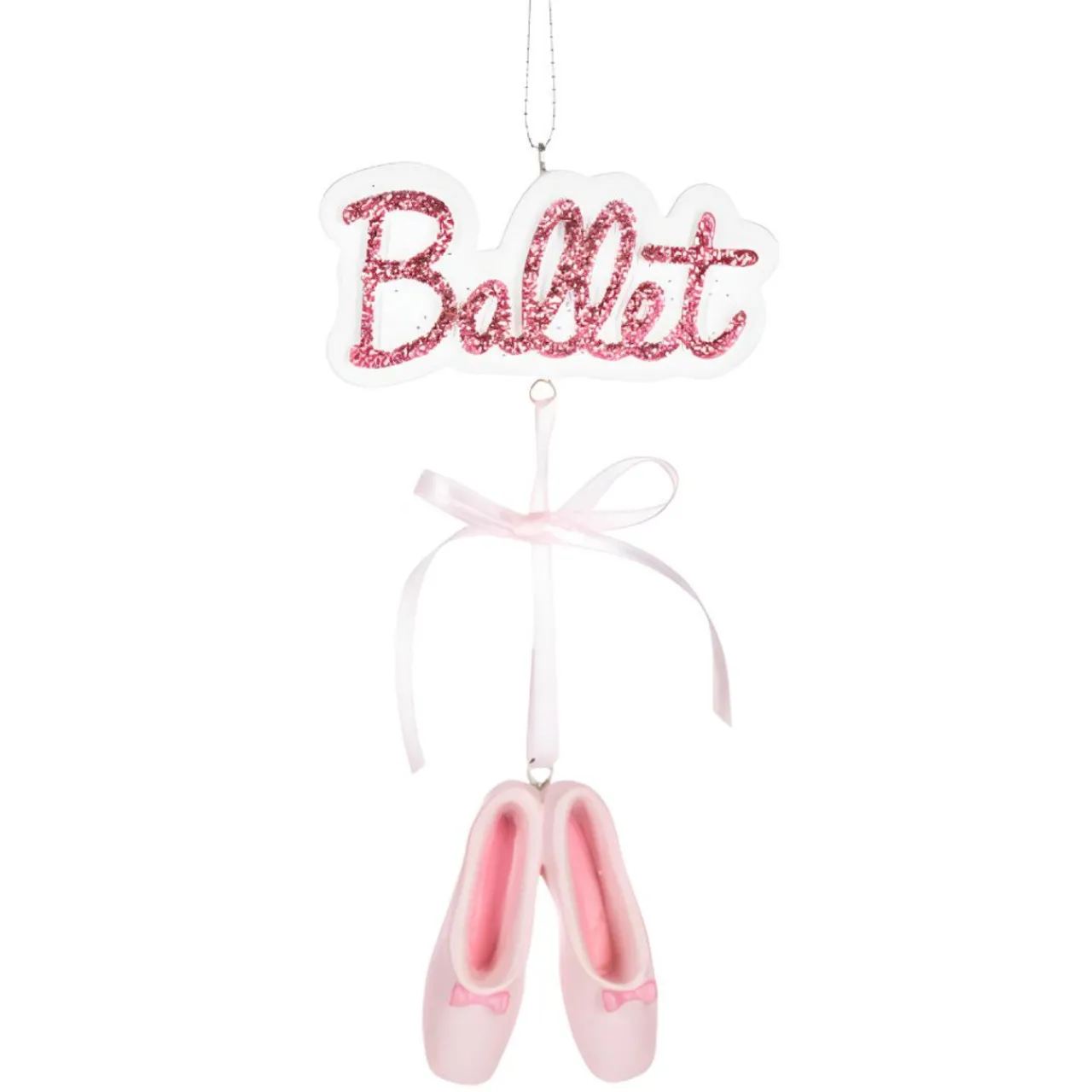 Sparkling Pink Ballet Dance Shoe Christmas Ornament< Clearance