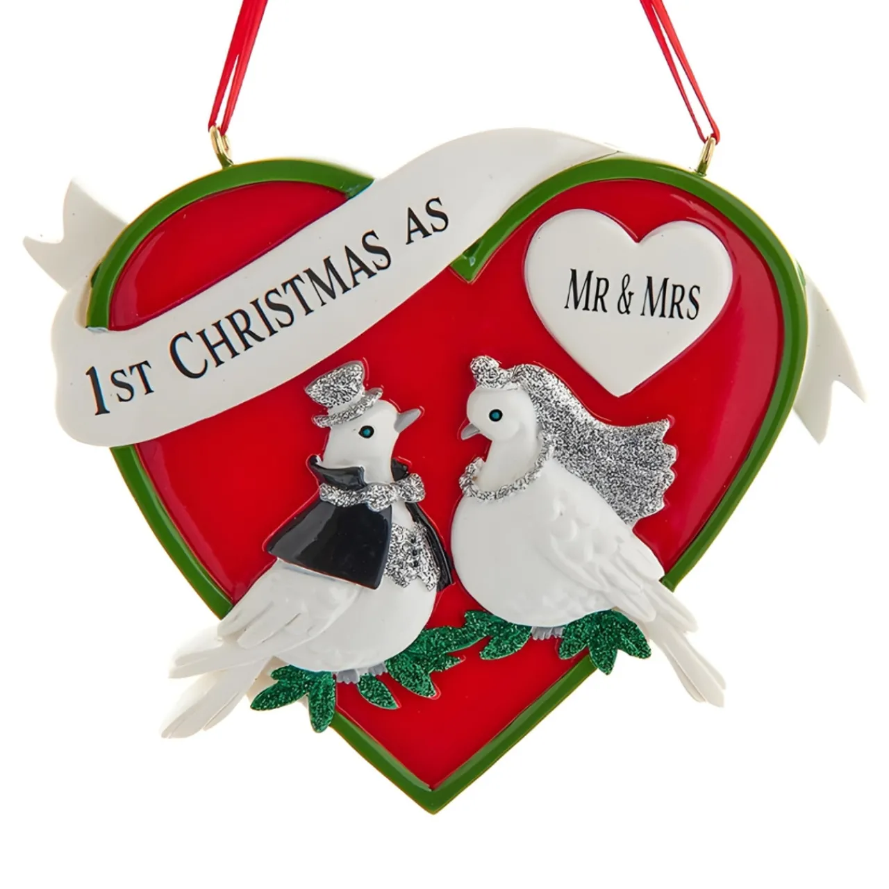 1st Christmas As Mr. and Mrs. Dove Couple With Heart Ornament<Kurt Adler Discount