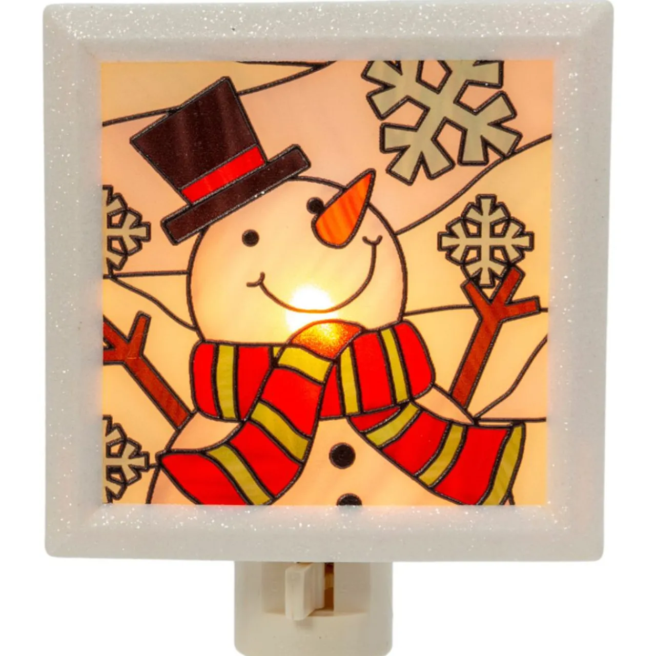 Stained Glass Snowman Night Light - The Christmas Loft< Fashion