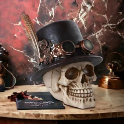 Steampunk Skull With Top Hat Figurine< New