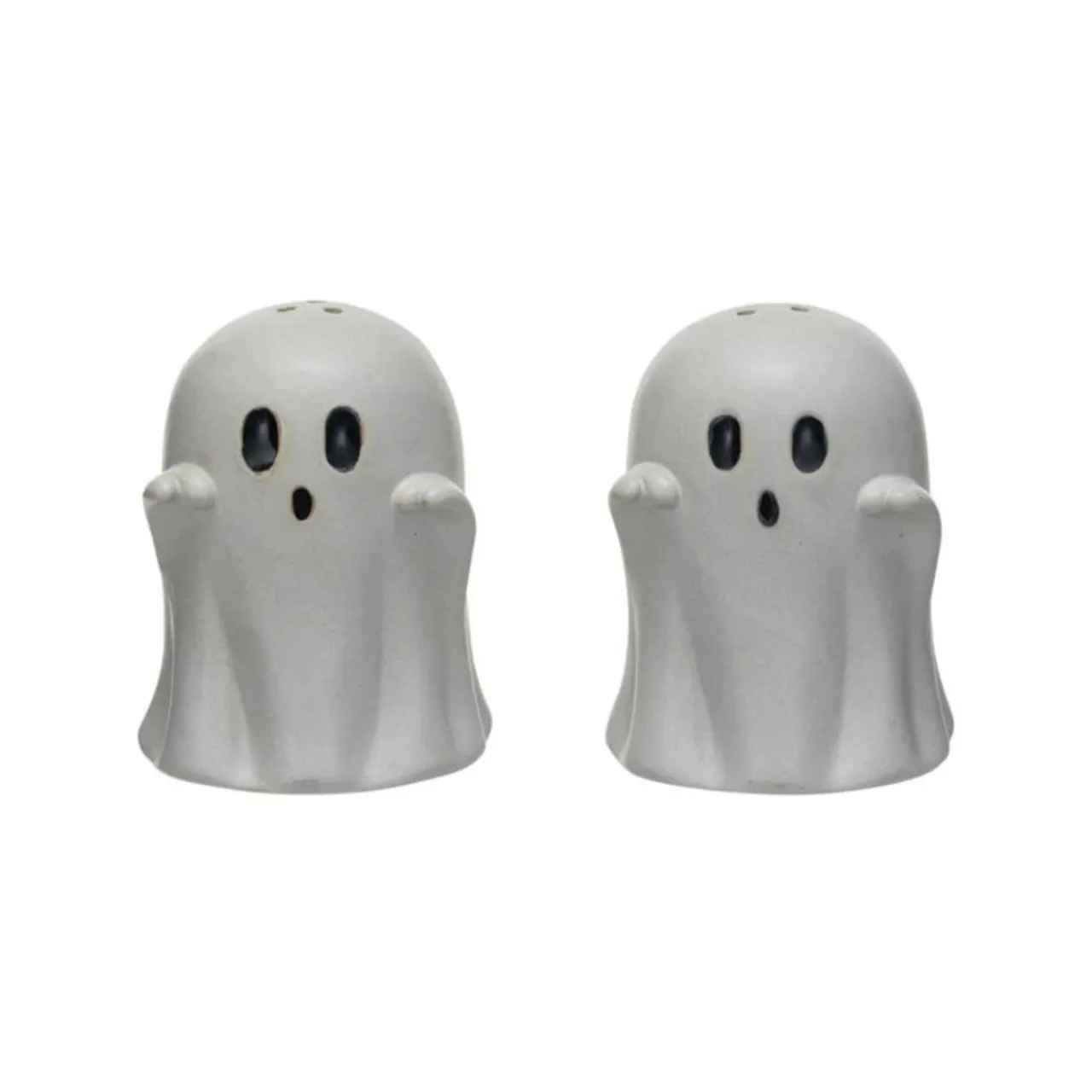 Stoneware Ghost Shaped Salt And Pepper Shakers< Outlet