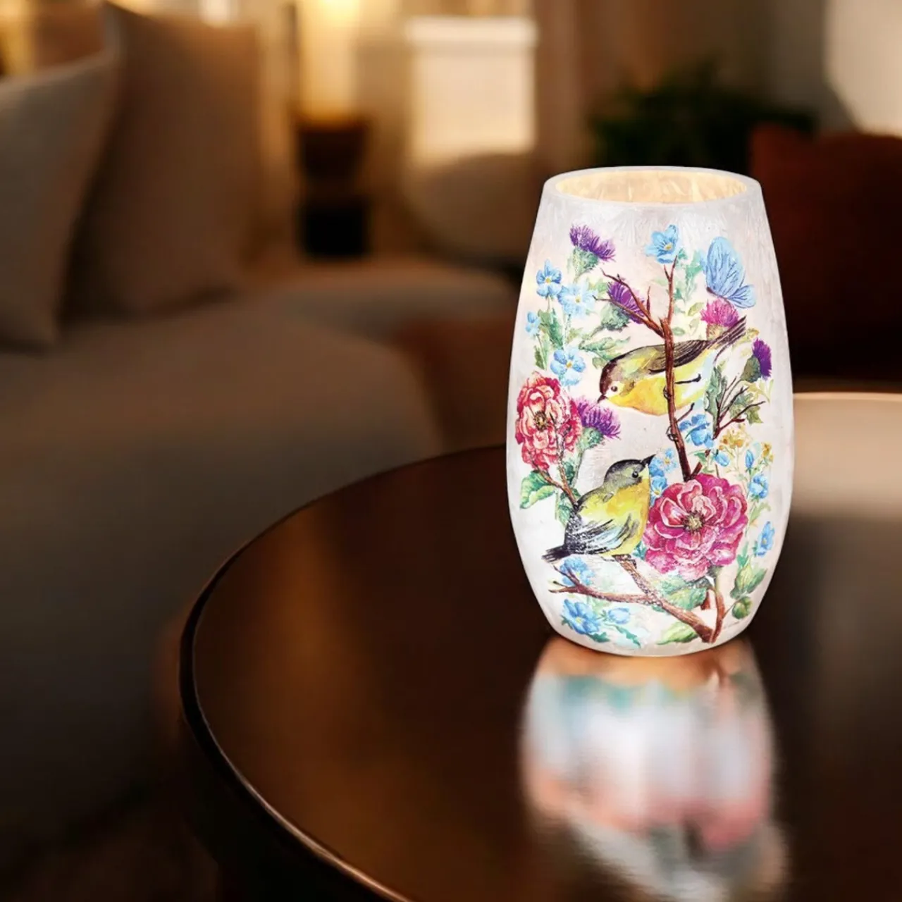 – Small Blooming Nature with 2 Birds Illuminated Lighted Vase<Stony Creek Online