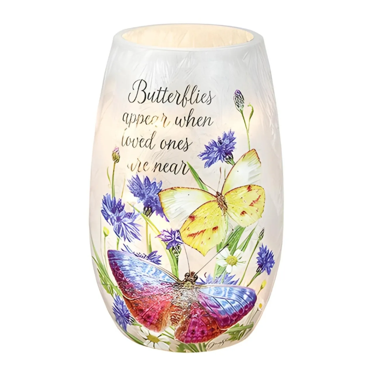 – Small Butterflies Appear With Blue Flowers Illuminated Lighted Vas<Stony Creek Outlet