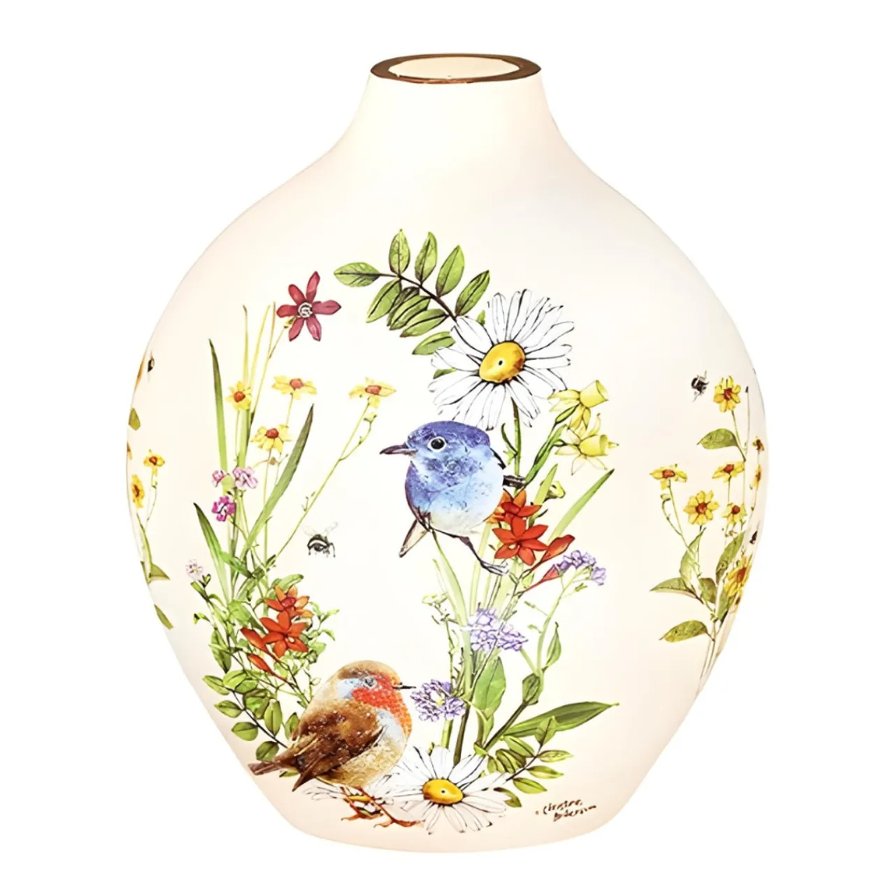 – Spring Florals Brown Bird on Ground Illuminated Lighted Vase<Stony Creek Outlet