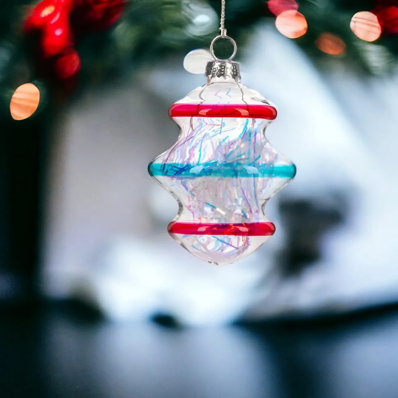Striped Drop Ornament - 3 Colorful Stripes< Discount
