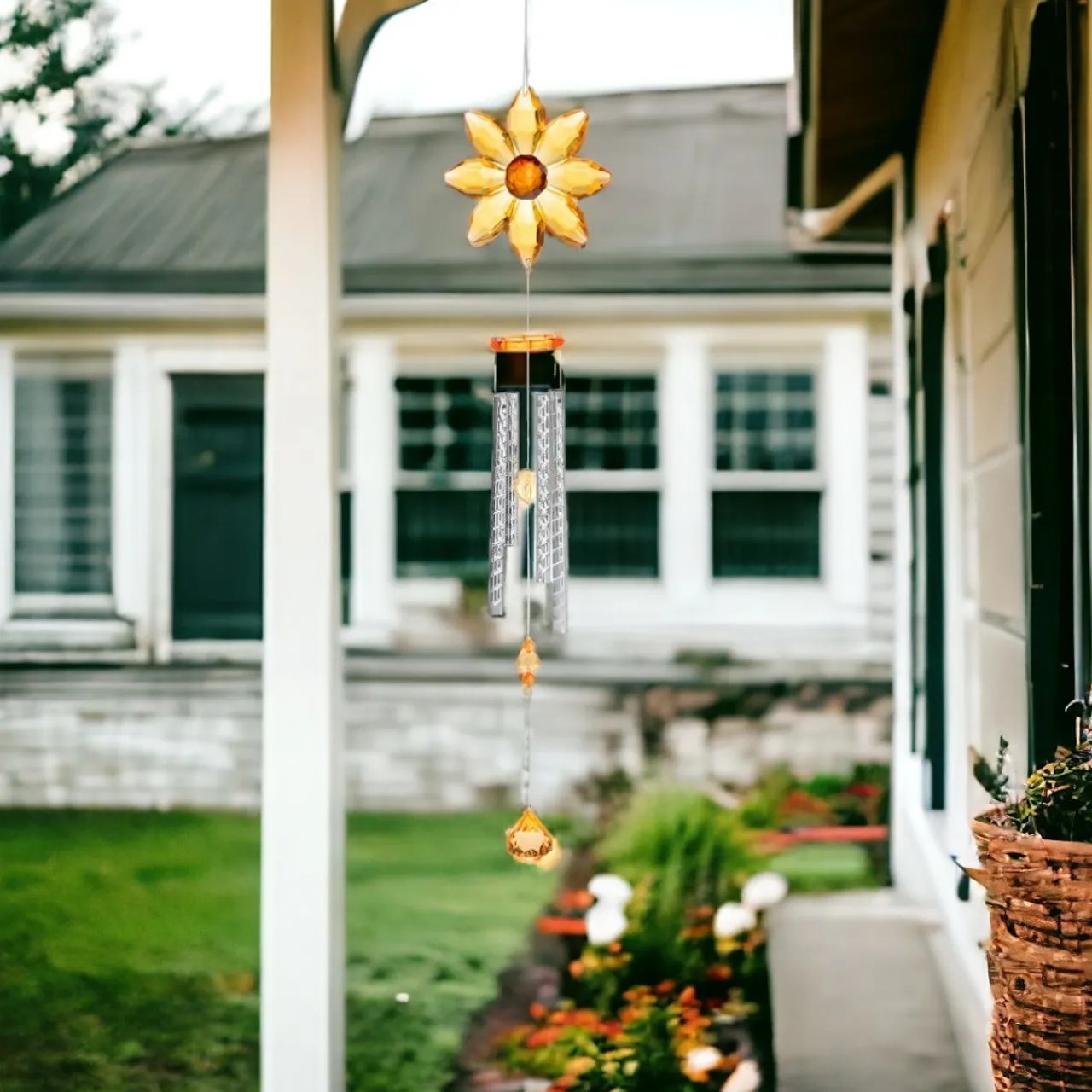 Sunflower Wind Chime with Crystal Accents< Clearance