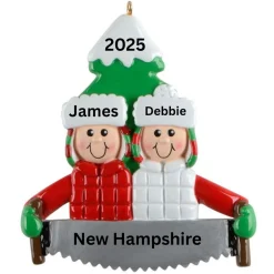 Tree Cutting Couple Personalized Ornament< Fashion
