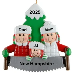 Tree Cutting Family of 3 Personalized Ornament< Discount