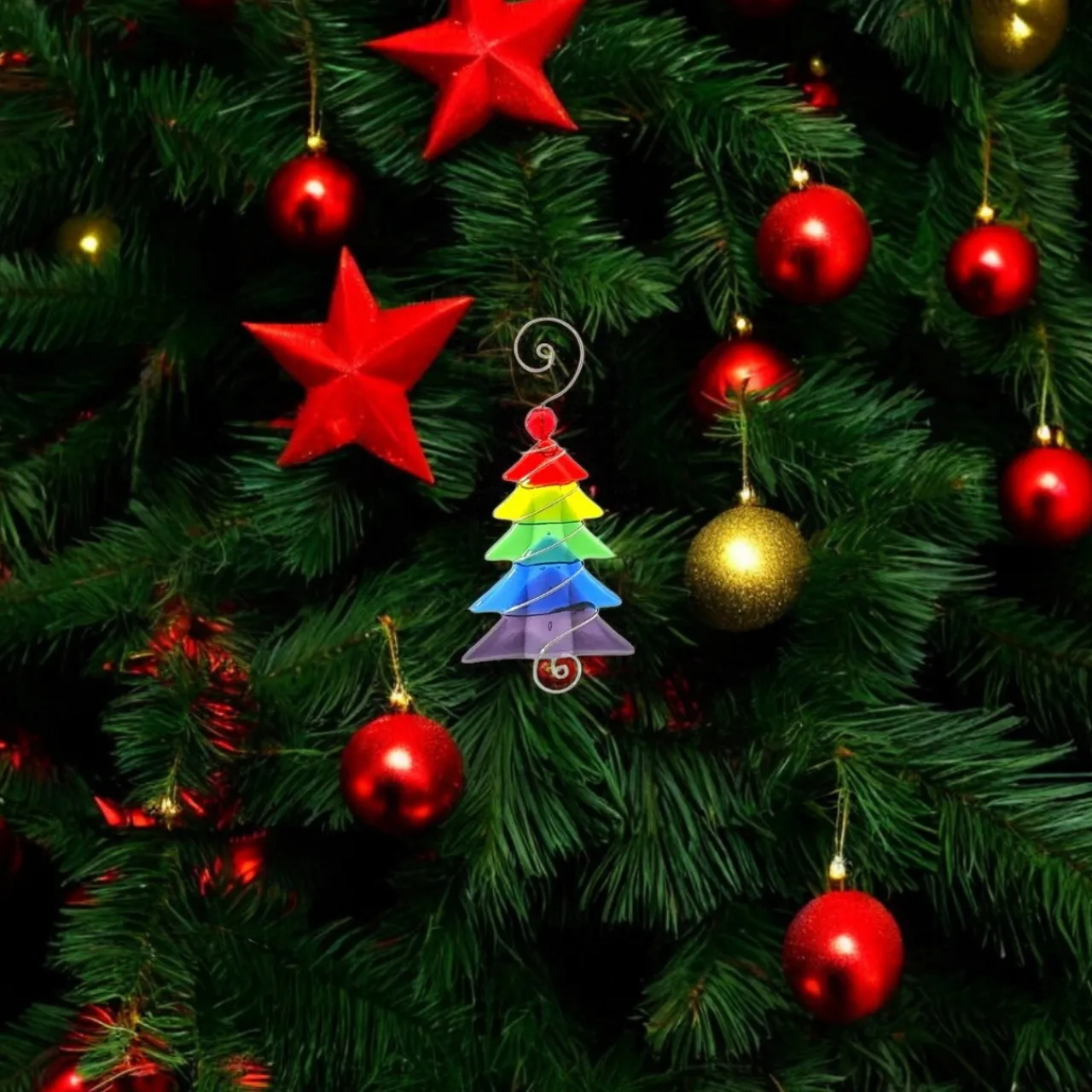 Triangle Tree Ornament – Rainbow< Online