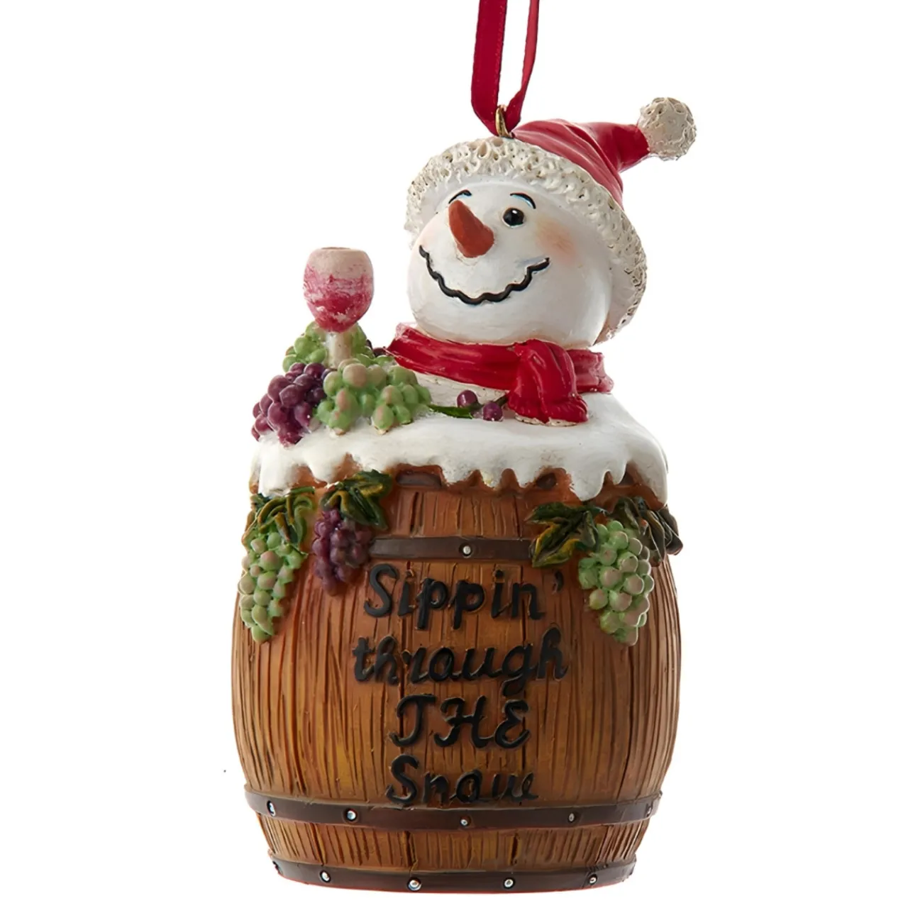 Vineyard Snowman In Wine Barrel Ornament<Kurt Adler Best