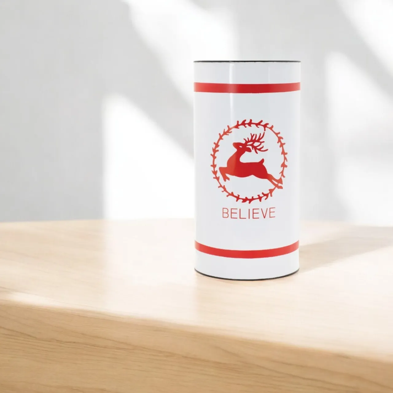 White Believe Holiday Container< Fashion