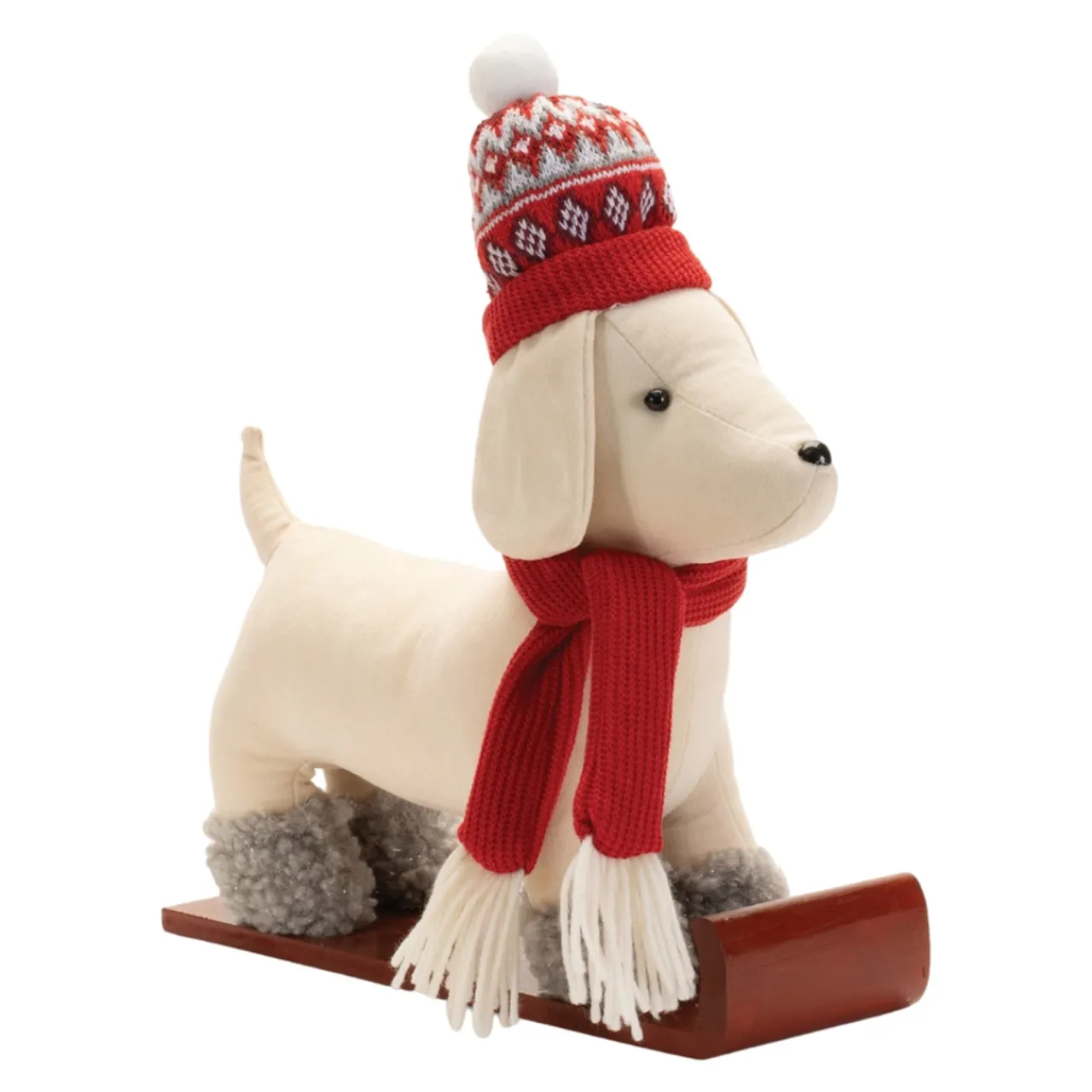 White Dog on Sled Figurine< Discount