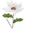 White Poinsettia Pick with Glitter< Fashion