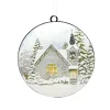Winter Church Round Metal Ornament< Hot