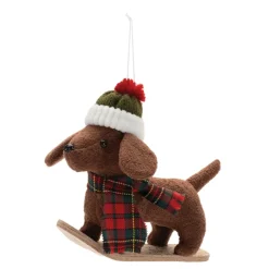 Winter Sport Dog On Sled Ornament< Clearance