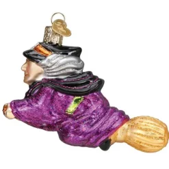 Witch On Broomstick Ornament - The Christmas Loft<Old World Glass Best