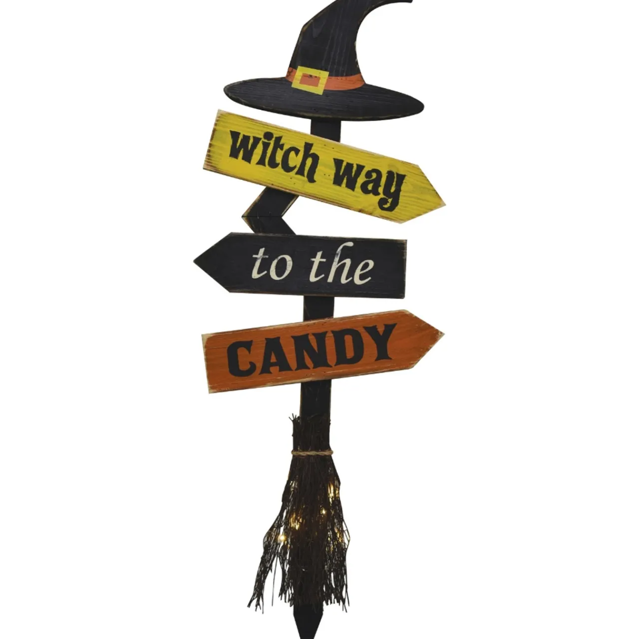 Witch Way To Candy Witches Broom Halloween Sign< New