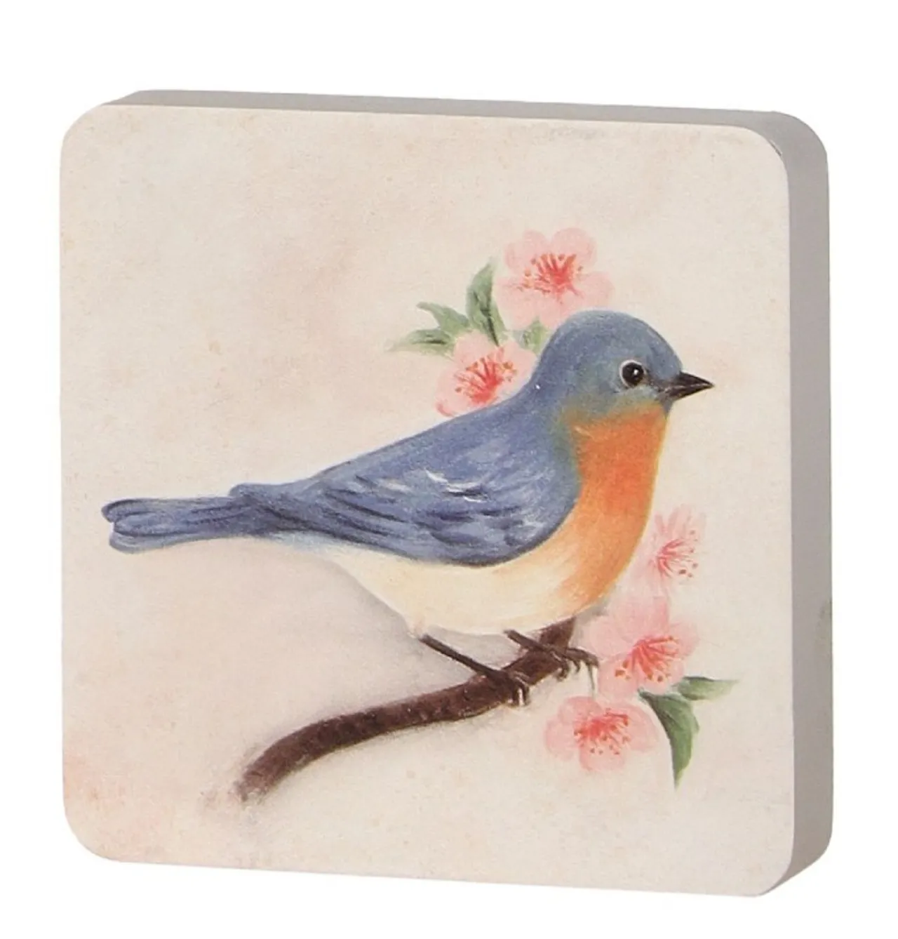 Wood Bird Block Blue 5"x5"< Hot