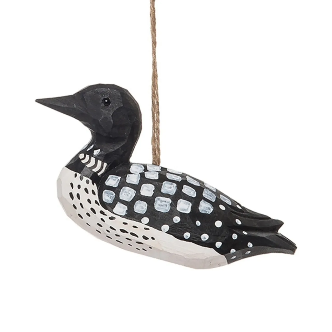Wood Carved Loon Hanging Ornament< Clearance