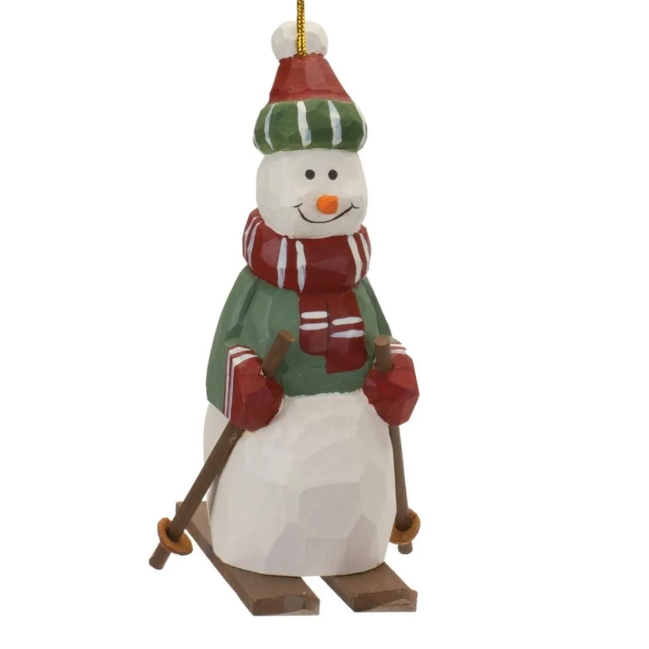Wood Snowman On Skis Hanging Ornament< Clearance