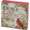 Wooden Evergreen Block With The Insignia "Peace On Earth"< Sale