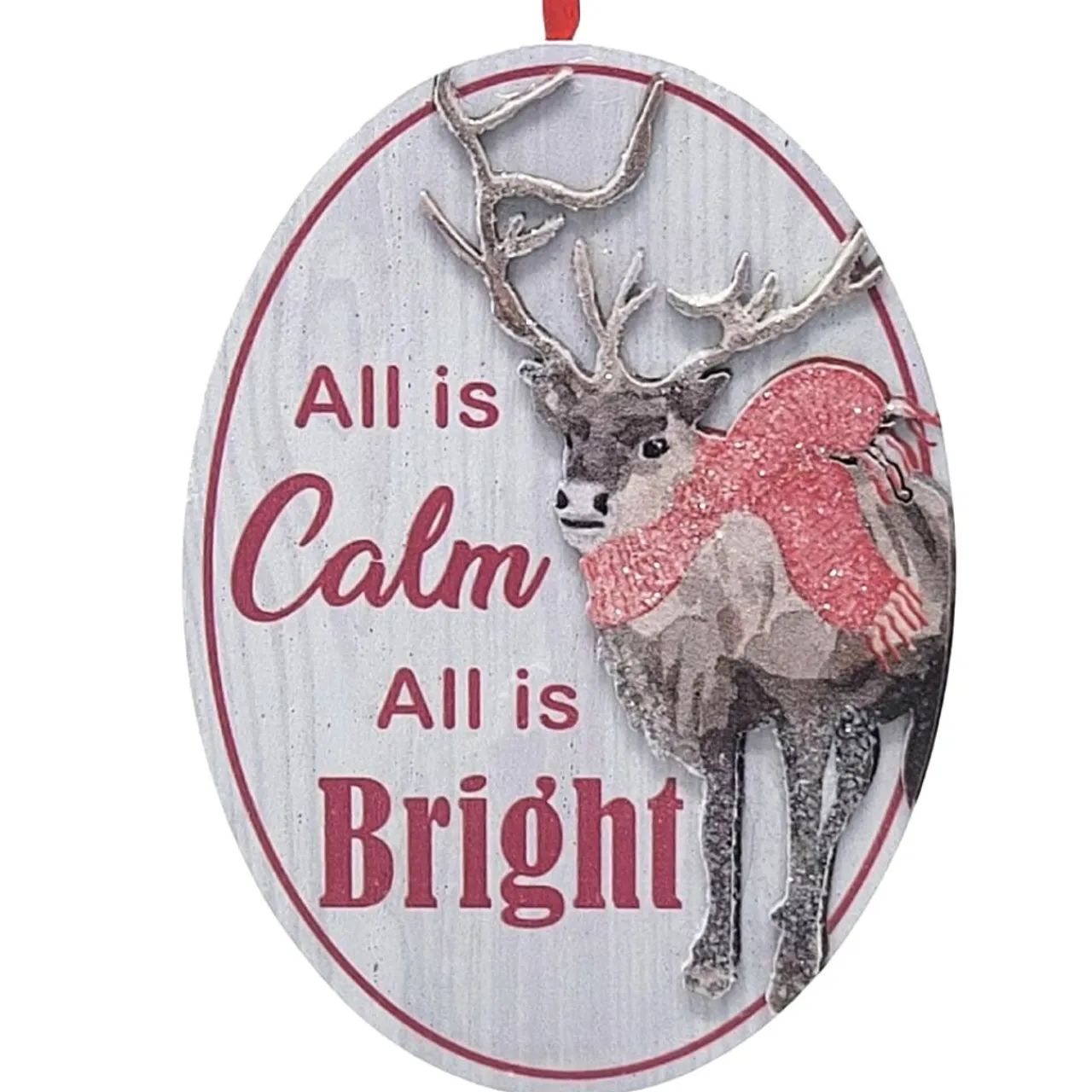 Woodland Animal Sign With "All Is Calm All Is Bright" Saying Ornament<Kurt Adler Outlet
