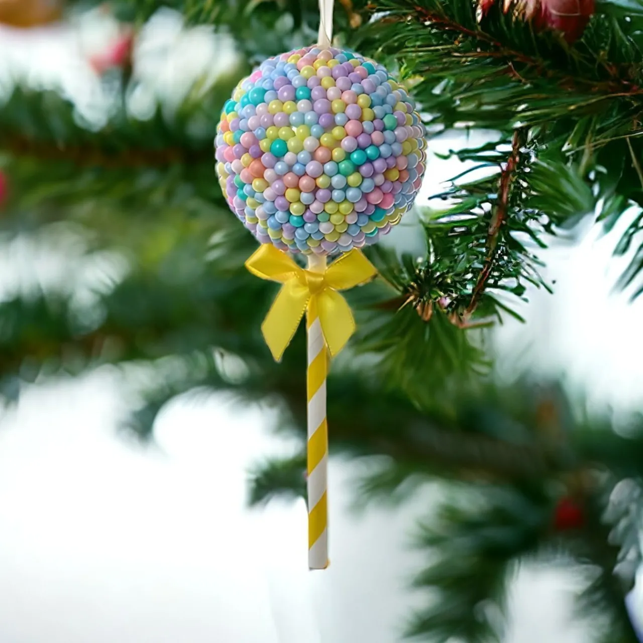 Yellow Stick Bubblegum Ball Lollipop Ornament<Kurt Adler Best